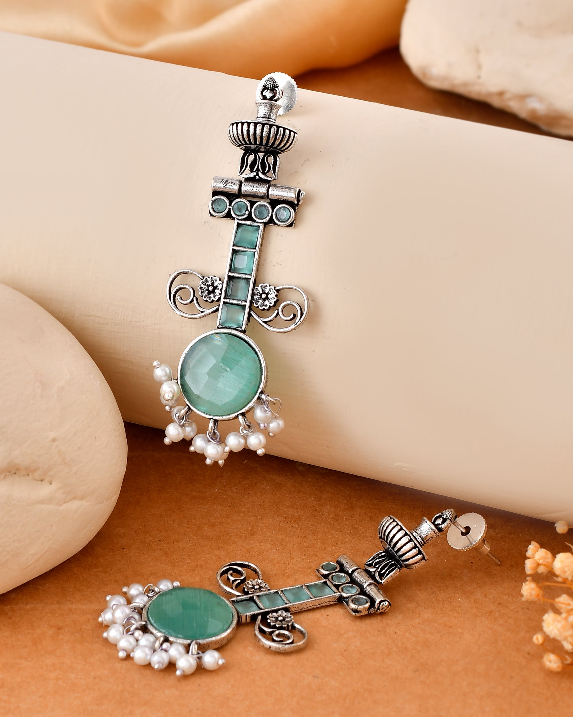 Mint Aura Dandiya Earrings